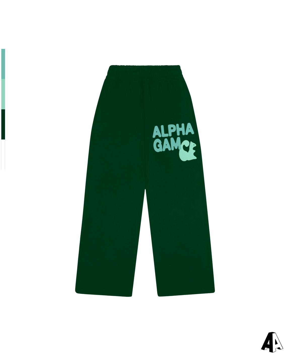 Free Spirit Forest Green Sweatpants - Alpha Gamma Delta - front
