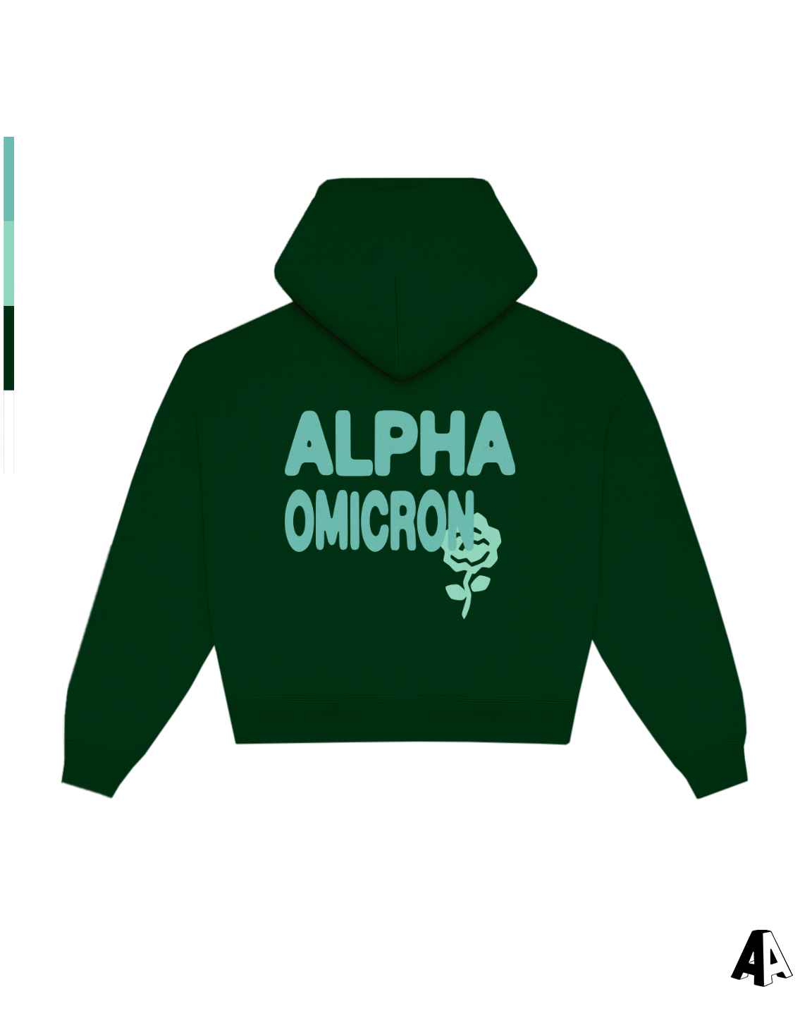 Free Spirit Forest Green Hoodie - Alpha Omicron Pi - back
