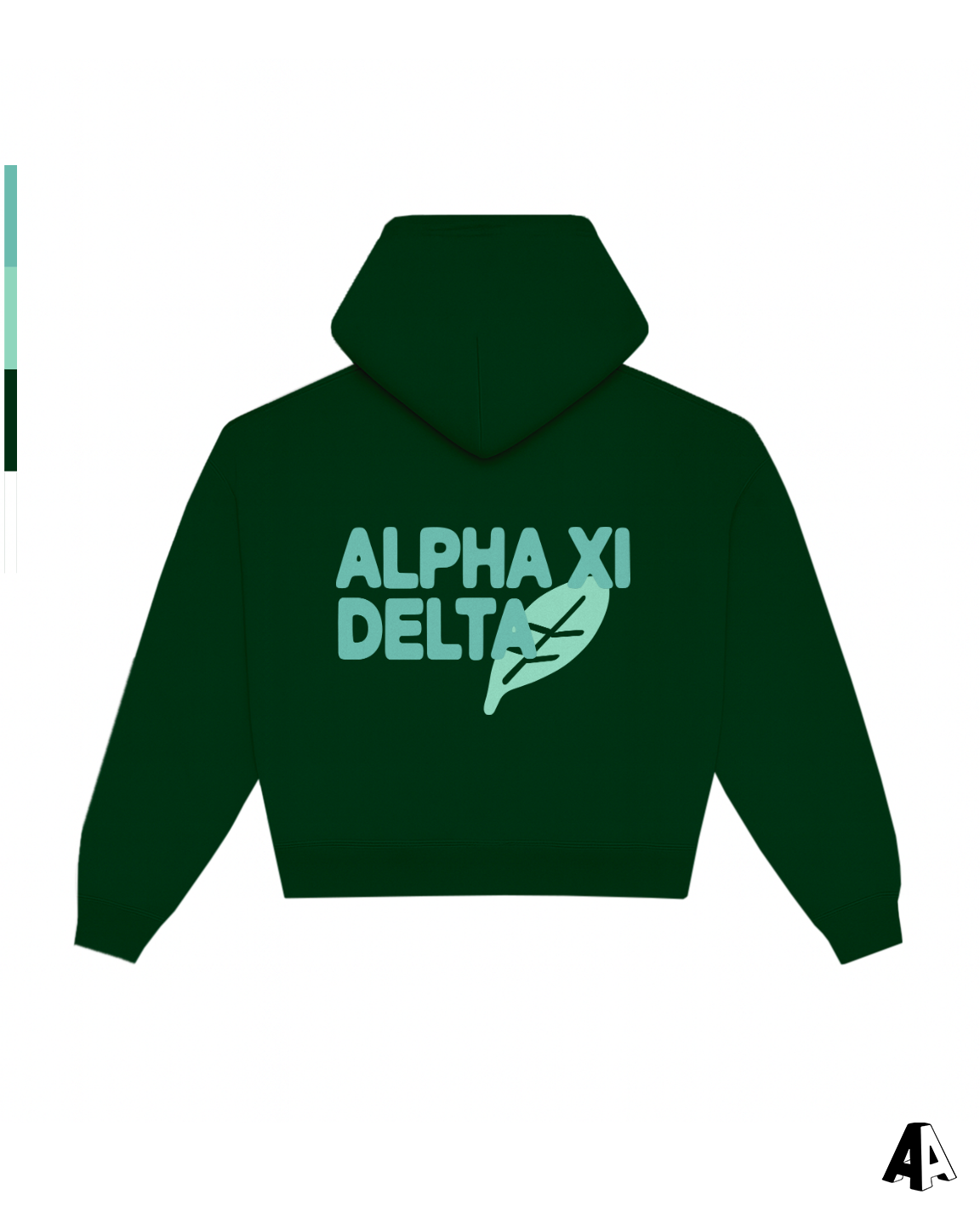 Free Spirit Forest Green Hoodie - Alpha Xi Delta - back