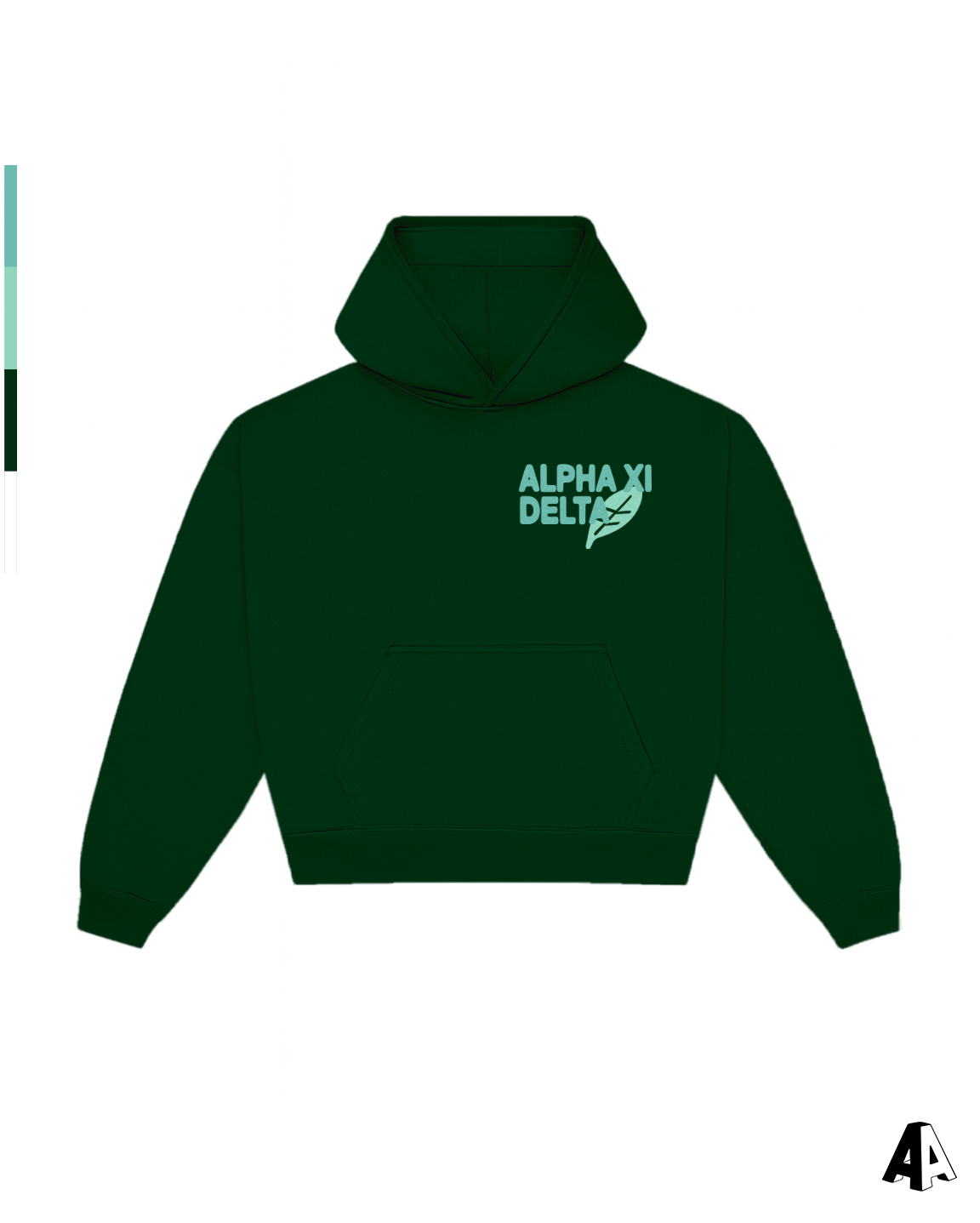 Free Spirit Forest Green Hoodie - Alpha Xi Delta - front