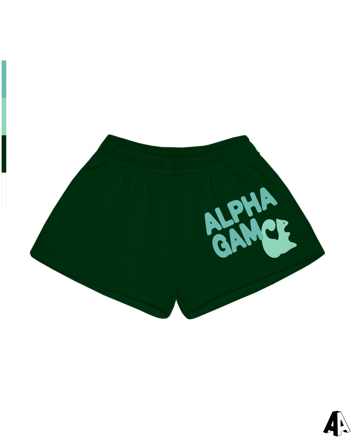 Free Spirit Forest Green Shorts - Alpha Gamma Delta - front