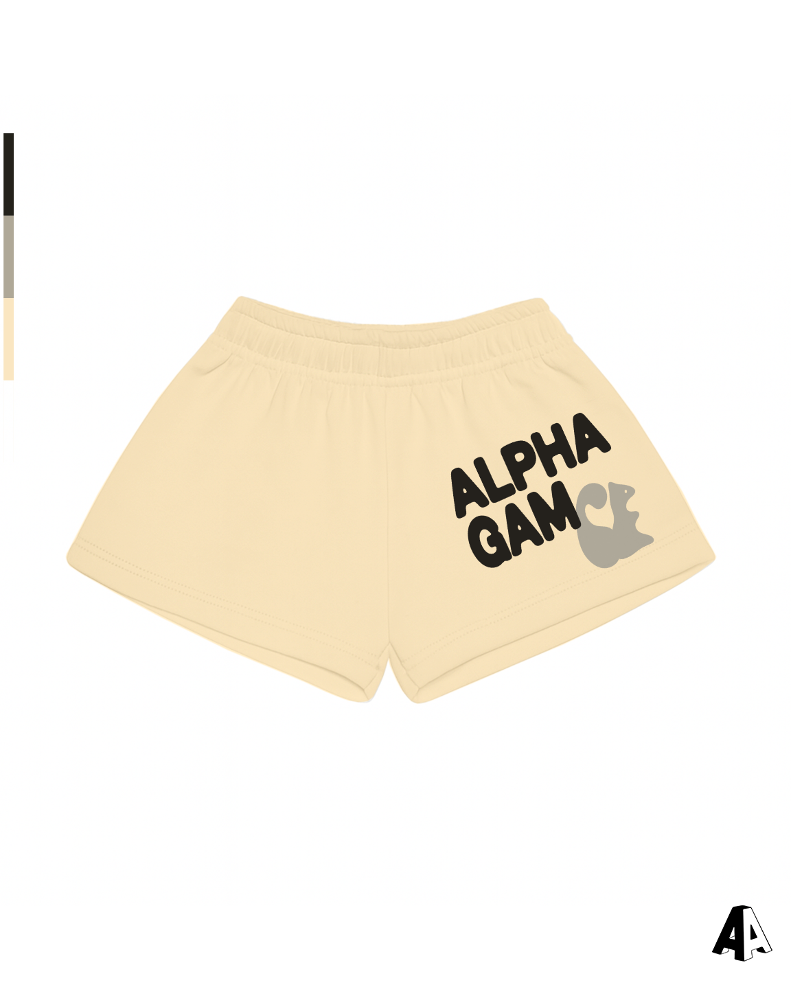 Free Spirit Light Yellow Shorts - Alpha Gamma Delta - front